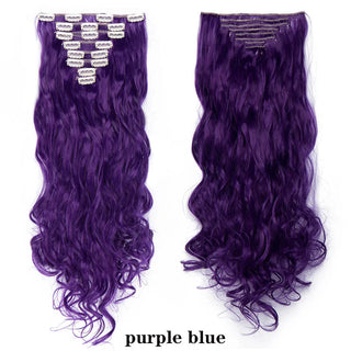 Buy purple-blue HAIRRO 24Inches 170g 36 Colors Long Straight Synthetic Hair Extensions Clips in High Temperature Fiber Black Brown Hairpiece