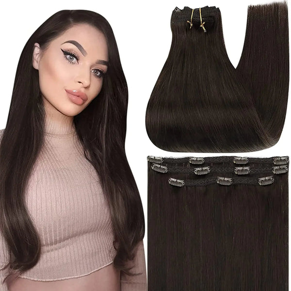 Full Shine Clip in Hair Extensions Human Hair 3Pcs Remy Hair 50g Human Hair Clip in Extentions Balayage Human Hair Extensions