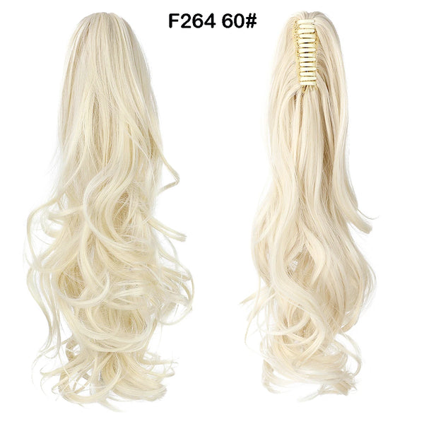 SHANGZI Ponytail Extensions Synthetic Claw Clip on Blonde Ponytail Wig Pony Tail Long Curly Hair Women Hairpiece 18-22 Inch