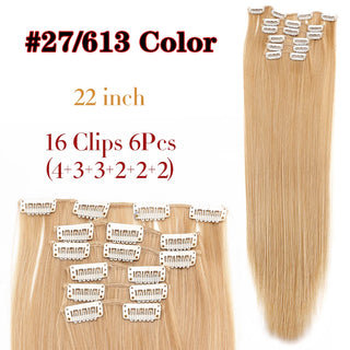 Buy 27-613 Leeons 16Clips Long Straight Synthetic Clip on Hair Extensions Cheveux Clip Naturel High Temperature Fiber Black Brown Hairpiece