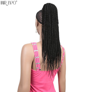 Buy 2 20Inch Box Braid Ponytail Synthetic Ponytail Hair Extensions Ombre Afro Hairpieces Two-Strand Drawstring Ponytail Hair Expo City