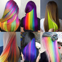 Lupu Synthetic 22 Inch Strands of Hair on Hairpins Long Straight Hair Extension Colorful Hair Clip Girl Natural Rainbow Hair