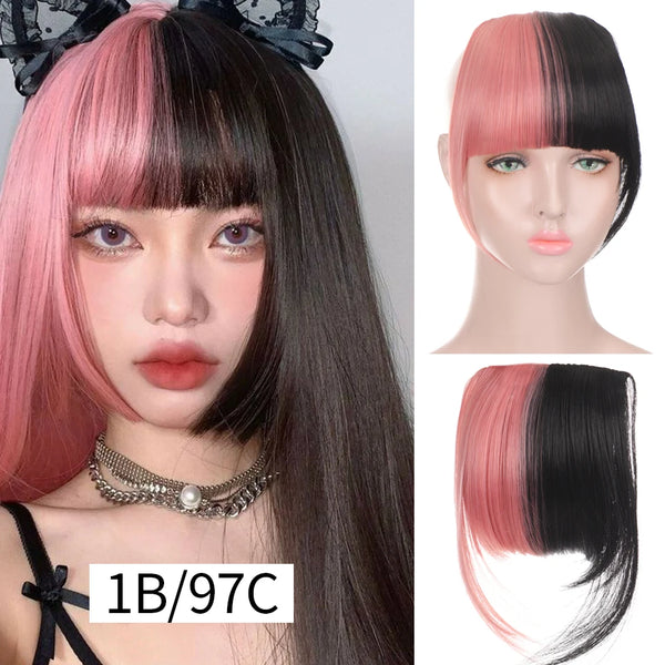 HUAYA Synthetic Hair Bangs Clips Front Side Long Bangs Fake Fringe Clip in Hair Extensions Accessories for Women