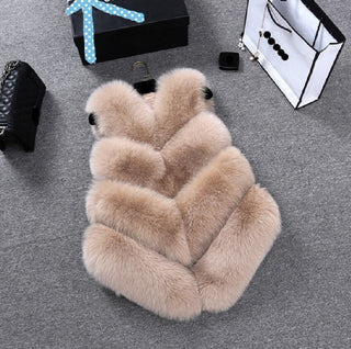 Buy khaki Faux Fur Sleeveless Vest Winter Thick Coats Women 2022 New Fashion Casual Jacket Warm Slim  Outerwear Women Winter Vest