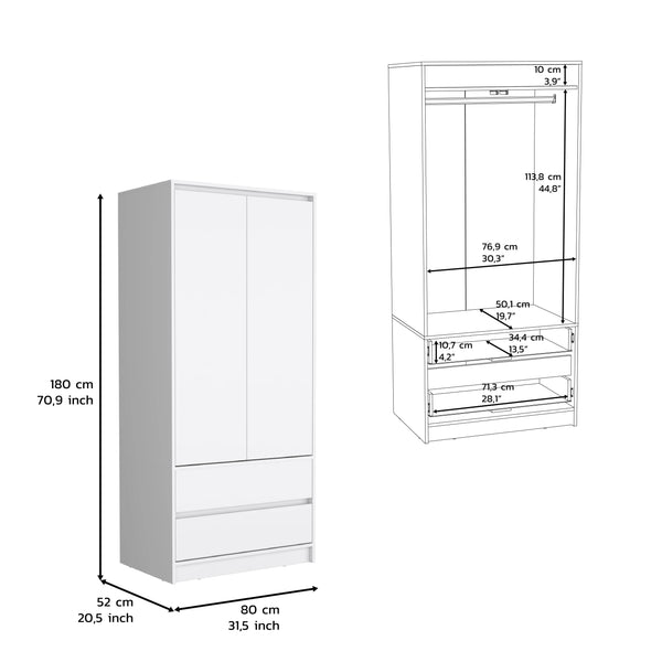 Laurel 2 Piece Bedroom Set, White