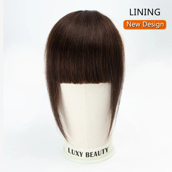 Human Hair Bangs 3 Clips 3D Blunt Cut Natural Hair Bangs OverHead Clip in Hair Extensions Non-Remy 2.5"x4.5" Black Brown Blonde