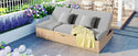 Outdoor Double Sunbed, Wicker Rattan Patio Reclining Chairs With Adjustable Backrest and Seat, Conversational Set for 2