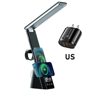 Buy black-with-us-plug 3 IN 1 Fast Wireless Charger Stand for IPhone 13 12 11 Pro Max Alarm Clock Table Lamp Wireless Chargers for Apple Watch Airpods