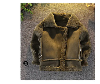 Buy green 2021 Boys Girls Fake Fur Coats Thickening Cashmere  Warm Kids Winter Jackets Overcoats Children Clothes Outfits