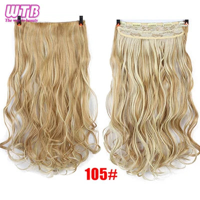 WTB Synthetic Long Straight 5 Clip in Hair Extensions 3/4 Full Head Hairpieces Natural Black to Grey Ombre Two Tones Fake Hair