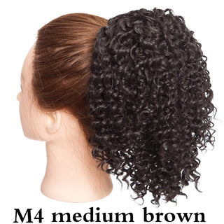 Buy medium-brown HAIRRO Drawstring Puff Ponytail Afro Kinky Curly Hair Extension Synthetic Clip in Pony Tail African American Hair Extension