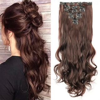 22Inch Long Straight Wavy Hair Extension 7Pcs/Set 16 Clips High Tempreture Synthetic Hairpiece Clip in Hair Extensions