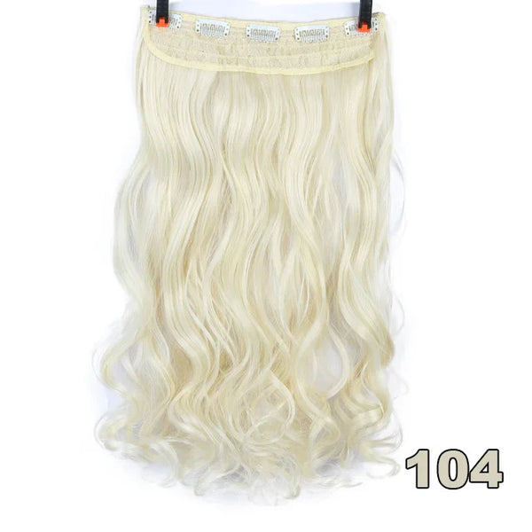 XUANGUANG Long Synthetic Hair 5 Clips in Hair Extension Heat Resistant Hairpiece Natural Wavy Hair Piece