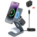 3 in 1 Portable Wireless Charger Stand Dock for Samsung Watch Apple Watch 8 7 for iPhone 14 13 12 Foldable Fast Charging Station