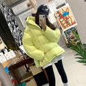 Women Short Jacket Hooded Zipper Parka 2021 New Down Cotton Coat Loose Warm Casual Big Pocket Padded Jackets Female Winter Coats