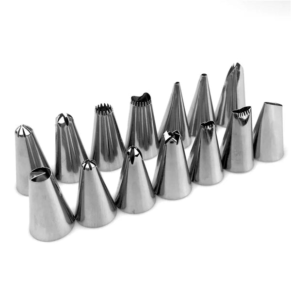 16pc/Set DIY Kitchen Baking Cake Decorating Tool Silicone Icing Piping Cream Pastry Bag Stainless Steel Nozzle Converter Tools