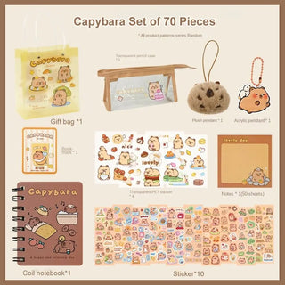 Buy basic-style Kawaii Capybara Stationery Set Stickers/Notepads/Plush Pendants Graduation Gift Handbag Birthday Gift for Primary School Student