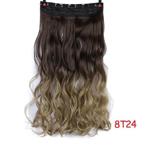 AOSIWIG 24inch 5 Clipsins Straight Hair Extentions Clip in on Hair Extension Black to Red Ombre Hairpiece Synthetic