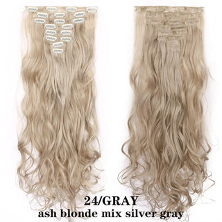 Buy 24-grey HAIRRO 24Inches 170g 36 Colors Long Straight Synthetic Hair Extensions Clips in High Temperature Fiber Black Brown Hairpiece