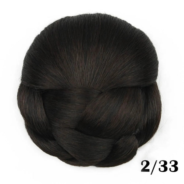 Gres Heat Resistant Fiber 6 Colors Women Clip-In Braided Chignon Synthetic Hair Buns for Brides