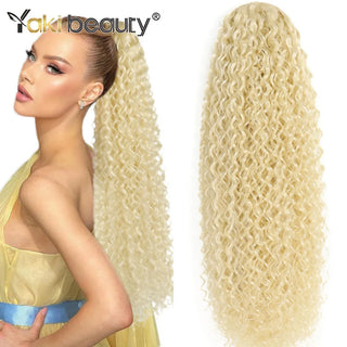 Long Kinky Curly Ponytail Synthetic Drawstring Ponytail 24/30/32Inch Chip-In Hair Extension Organic Clip-In Overhead Ponytail