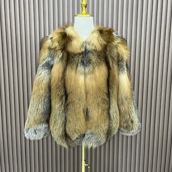 2023 Women's High Quality Real Natural Fox Fur Coat Full Pelt Winter Warm Thick Jackets Luxury Full Sleeves Outwear Female Coats