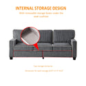 Living Room Sofa With Storage Dark Grey Corduroy