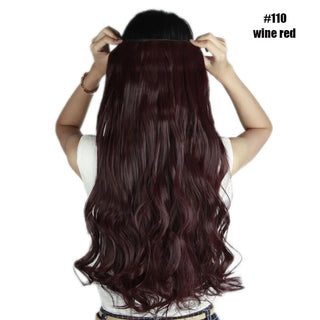 Buy wine-red BENEHAIR Synthetic Hairpieces 24&quot; 5 Clips in Hair Extension One Piece Long Curly Hair Extension for Women Pink Red Purple Hair