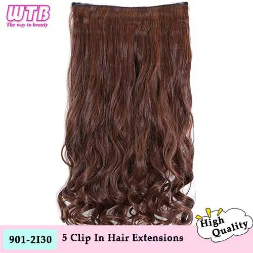 WTB Synthetic 60cm Long Wavy 5 Clip in One Pieces Hair Extensions High Tempreture Fiber Black Brown for Women Hairpieces