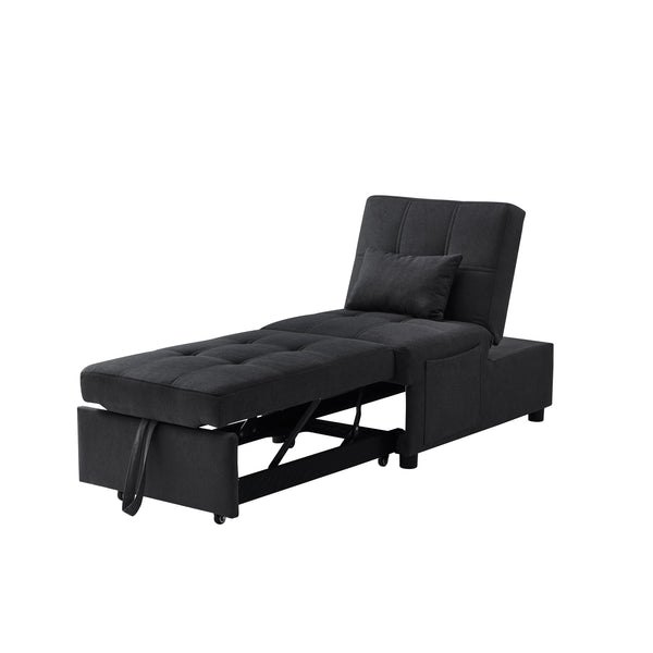 Living Room Bed Room Furniture With Black Linen Fabric Recliner Chair Bed