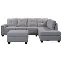 Reversible Sectional Sofa Space Saving With Storage Ottoman Rivet Ornament L-Shape Couch for Large Space Dorm Apartment