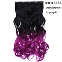 S-Noilite Synthetic 47Color 24Inch Long Wavy Women Clip in One Piece Hair Extensions Black Brown Fake Clip Hairpiece for Women