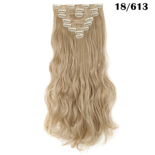 Buy 18-613 HAIRRO 17&quot; Women  16 Clips Long Straight Synthetic Hair Extensions Clips in High Temperature Fiber Black Brown Hairpiece