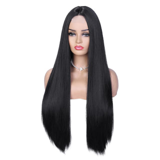 Buy black Long Black Wig Lace Front High Quality Synthetic Wig Blonde Black Synthetic Wigs Glueless Cosplay Hair Lace Wigs for Women