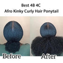 Afro Kinky Curly Ponytail Remy Hair Pieces for Women Natural Black Clip in Ponytails Drawstring 100% Human Hair Dolago Products