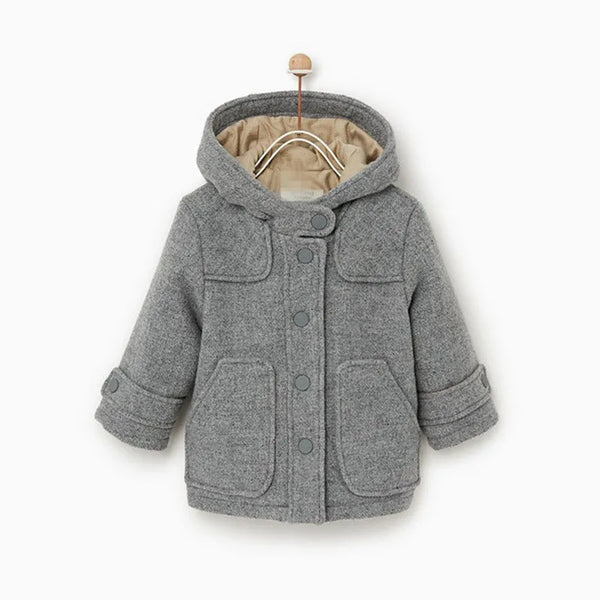 2023 New Baby Girl Boy Winter Coat Boys Fashion Casual Cotton Padded Wool Thickened Long Coats Children Kids Warm Hood Jacket