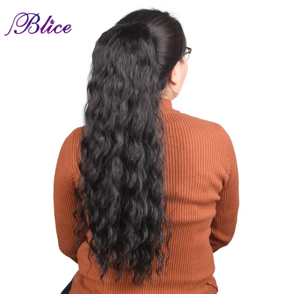 Blice Synthetic 20-24inch Curly Ponytail Hairpiece Pure Color Alita Heat Resistant Hair Extensions With Two Plastic Combs