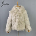 Jxwatcher Winter Coat for Women Real Mongolian Sheep Fur Coats With Hood Fashion Thick Warm Jacket Ladies Fall Natural Fur Coat