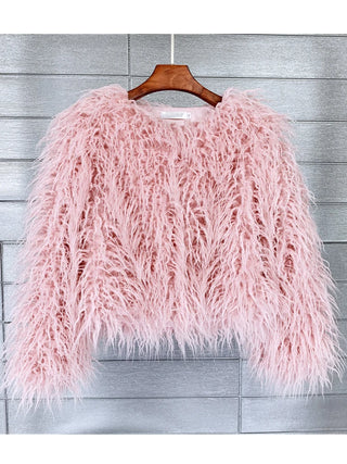 Buy pink Colorful Boho Furry Faux Fur Coat Women Fur Coats Autumn Winter Pink White Shaggy Faux Fur Jacket Tops Festival Clothing