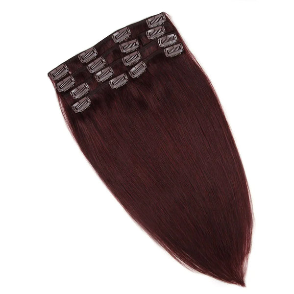 Clip in Hair Extensions Burgundy 99J 100% Real Human Hair 14-20inch 7Pcs 70g Natural Straight Hair Extensions Dark Red for Women