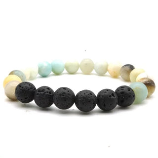 Amazonite Stone Black Volcanic Lava Stone Beads Essential Oil Diffuser Bracelet