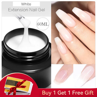 Buy white-60ml BORN PRETTY 60/30ml Hard Jelly Extension Nail Gel Polish French Nails Nude Pink White Clear Nail Supplies Gel for Extension