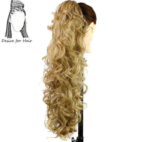 Desire for Hair 30 Inch Long Curly Claw Clip Ponytail Heat Resistant Synthetic Hairpieces Fake Hair Extensions