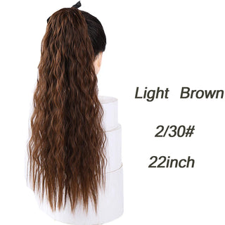 Buy natural-color AILIADE Synthetic 22inch Long Bouncy Curly Hair  Ponytail Extensions Hairpiece Drawstring Heat Resistant Brown Hair Extension