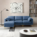 Living Room Furniture Modern Leisure L Shape Couch Blue Fabric