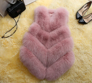 Buy pink Faux Fur Sleeveless Vest Winter Thick Coats Women 2022 New Fashion Casual Jacket Warm Slim  Outerwear Women Winter Vest