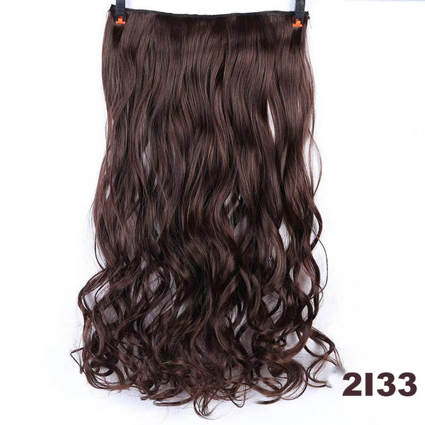 XUANGUANG Long Synthetic Hair 5 Clips in Hair Extension Heat Resistant Hairpiece Natural Wavy Hair Piece