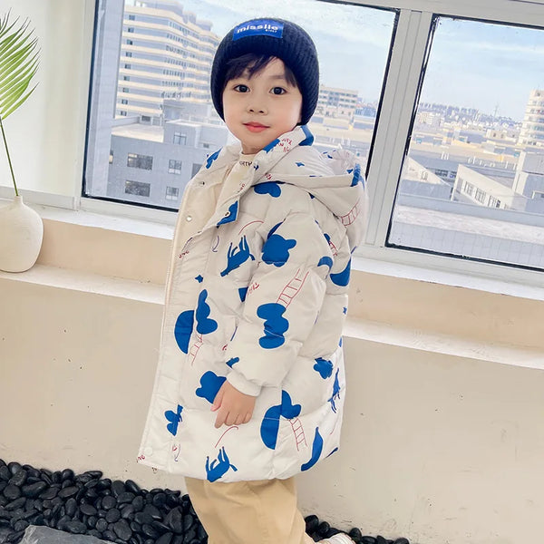 2022 New Girls Boys Down Jacket Winter Coats Children Clothes Hooded Windbreaker Coat for Kids 2-7 Years Cotton Warm Outerwear