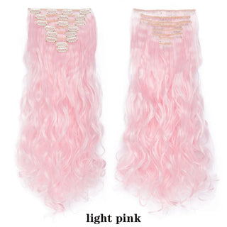 Buy light-pink HAIRRO 24Inches 170g 36 Colors Long Straight Synthetic Hair Extensions Clips in High Temperature Fiber Black Brown Hairpiece