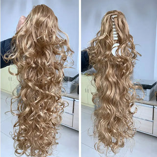 Buy 22 Luxury for Braiding 76cm 210g  Long Wavy High Temperature Fiber Synthetic Hair Pieces Claw Clip Ponytail Extensions for Women